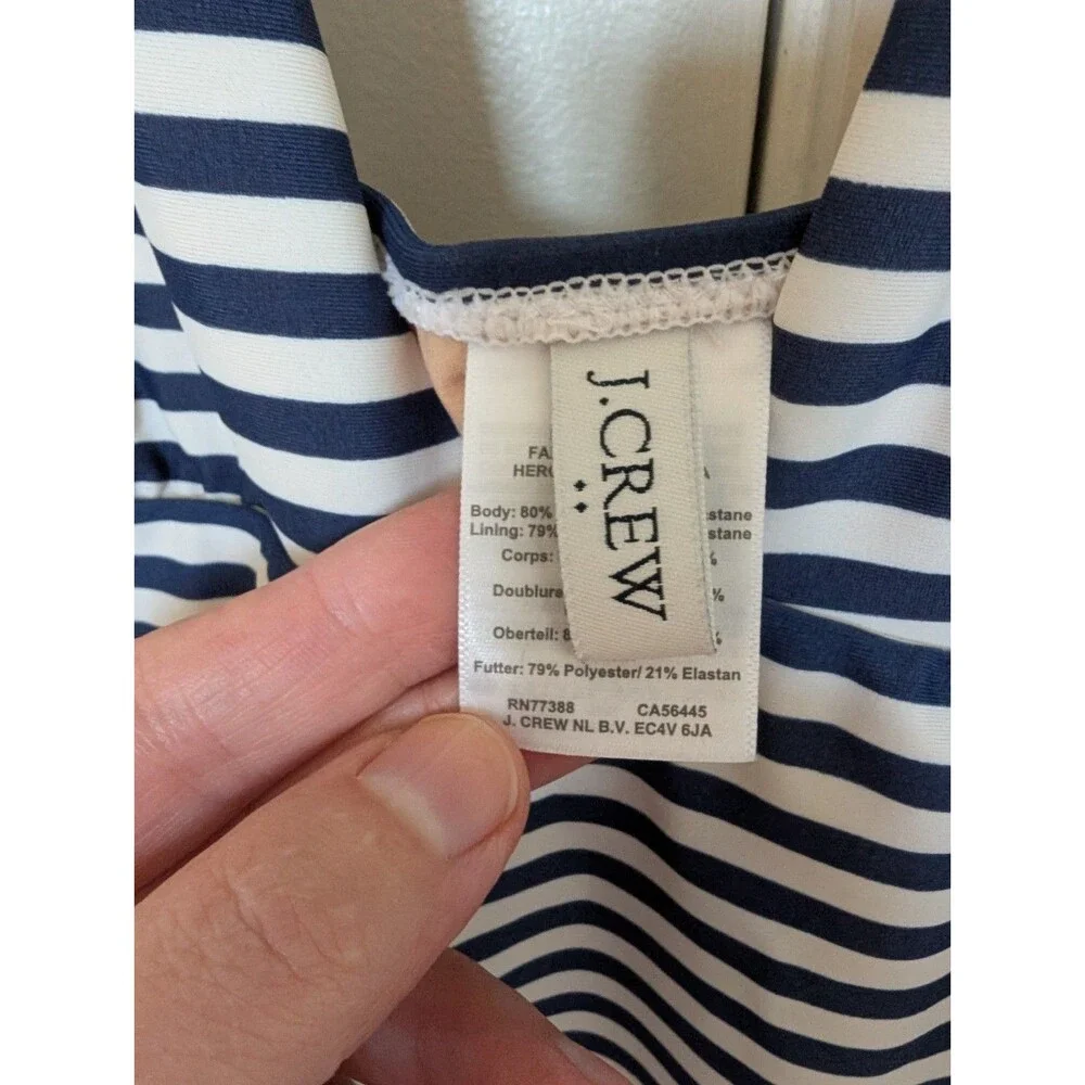 J. Crew Factory Striped Navy White One Piece Swimsuit XL